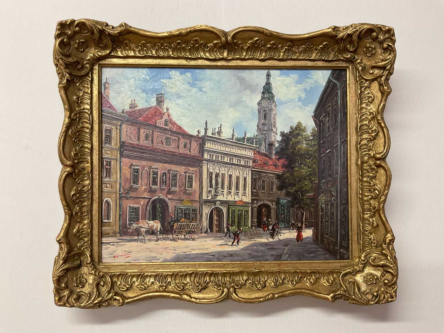 Lot 301 - HERMANN; oil on board, Continental street...