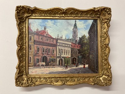 Lot 301 - HERMANN; oil on board, Continental street...