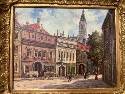 Lot 301 - HERMANN; oil on board, Continental street...