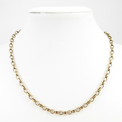 Lot 1074 - A 9ct gold belcher link necklace, length 36cm,...