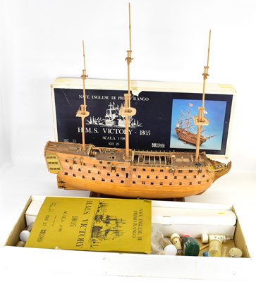 Lot 320 - An H.M.S. Victory 1/98th scale wooden model of...