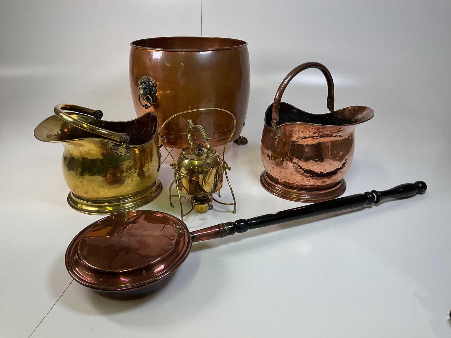 Lot 103 - Brass and copper items comprising coal