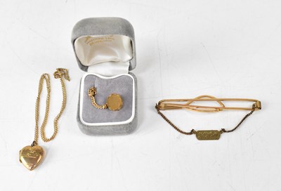 Lot 1088 - A 9ct yellow gold locket on dainty chain, a...