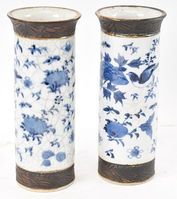 Lot 574 - A pair of Chinese blue and white crackle...