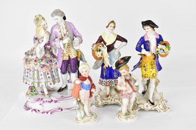 Lot 449 - Five 19th century porcelain figures,...