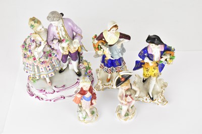 Lot 449 - Five 19th century porcelain figures,...