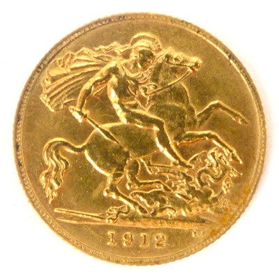 Lot 887 - A George V half sovereign 1912, George and...