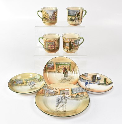 Lot 396 - ROYAL DOULTON; four Dickens series ware cups,...