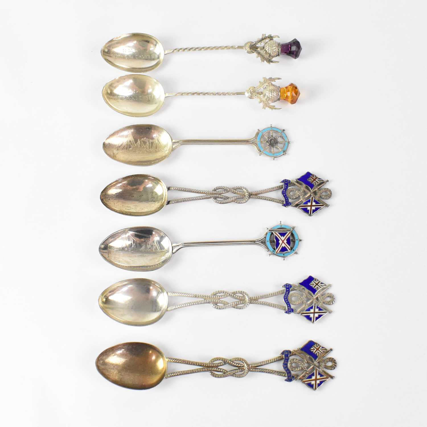 Lot 263 - Seven silver commemorative spoons for the...