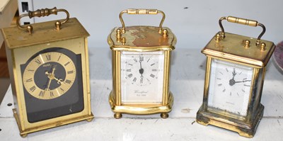 Lot 121 - Three modern brass cased carriage clocks, to...