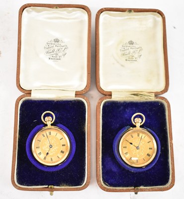 Lot 837 - A pair of Victorian 18ct gold lady's fob...