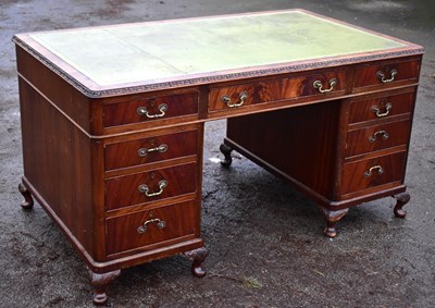 Lot 41 - A large mahogany twin pedestal nine drawer...