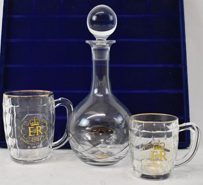 Lot 505 - A modern Art Glass decanter and two royal...