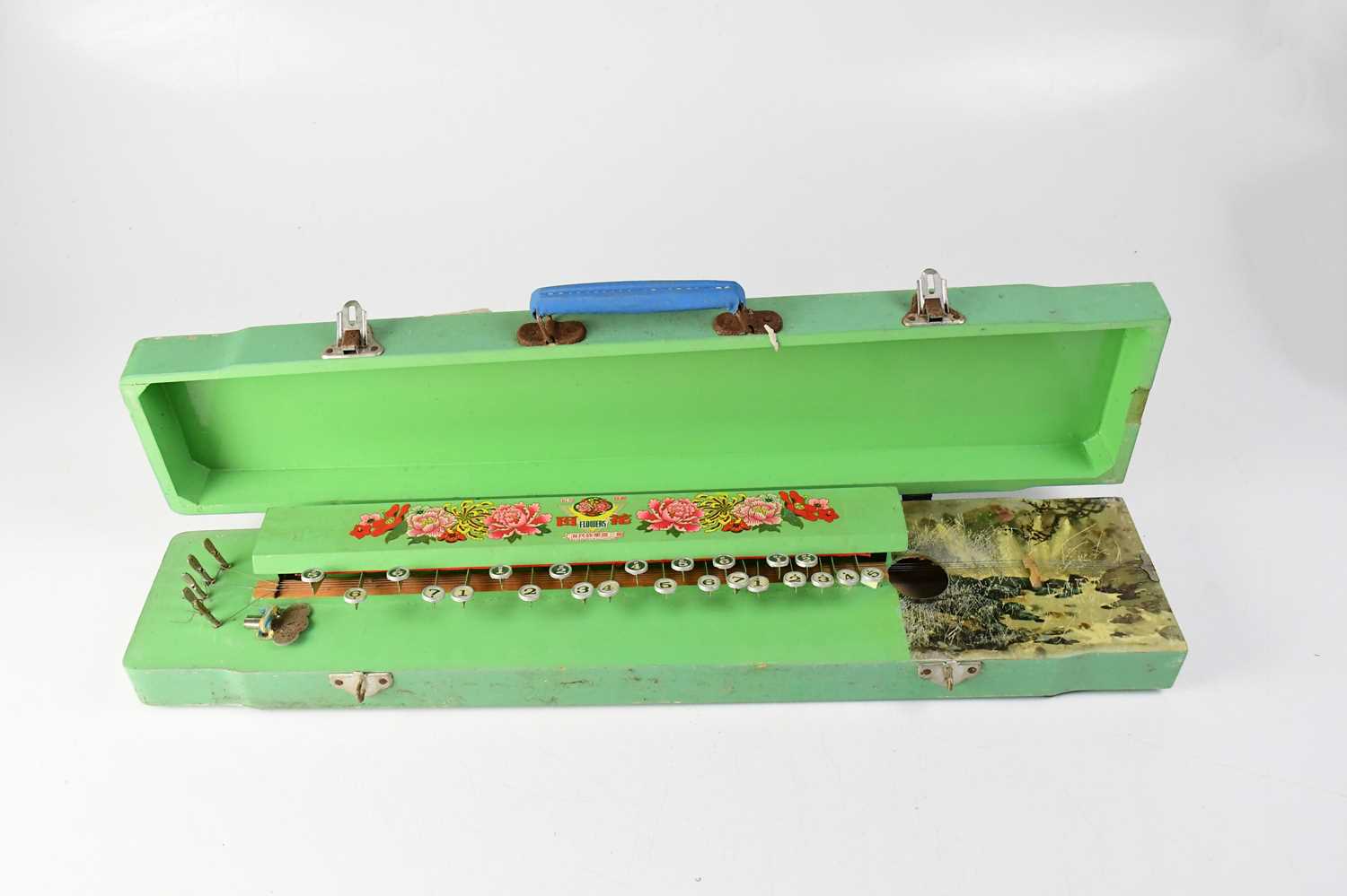 Lot 599 - A Chinese flowers music harp stringed