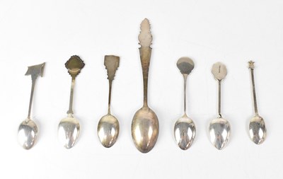 Lot 260 - Six silver commemorative spoons for shipping...