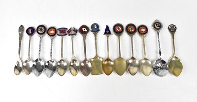 Lot 255 - Fourteen souvenir commemorative spoons for...