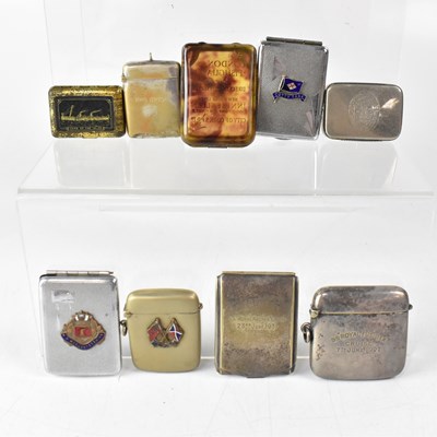 Lot 290 - Nine commemorative souvenir vesta cases for...