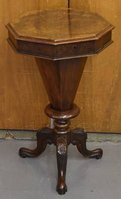 Lot 20A - A Victorian walnut 'trumpet' sewing table with...