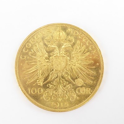 Lot 832 - A 1915 Austrian 100 Corona 0.900 fine gold...