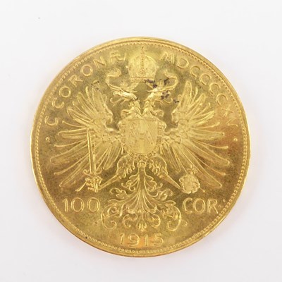 Lot 831 - A 1915 Austrian 100 Corona 0.900 fine gold...