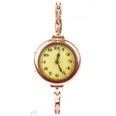 Lot 1180 - A ladies' vintage 9ct rose gold watch, the...