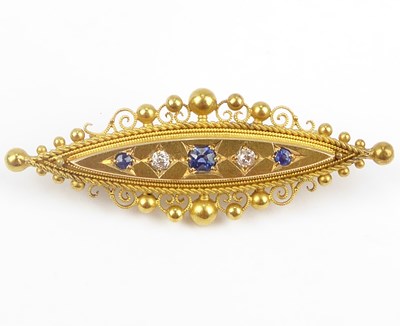 Lot 1037 - A 15ct gold Victorian brooch, with Gypsy set...