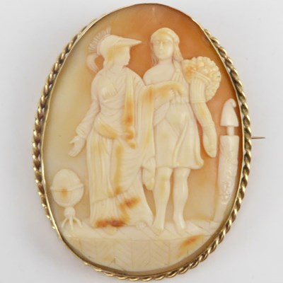 Lot 1042 - A 19th century 9ct gold large cameo brooch...