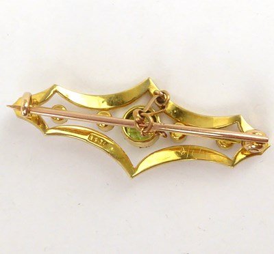 Lot 1041 - A 15ct gold Edwardian brooch with bezel set...