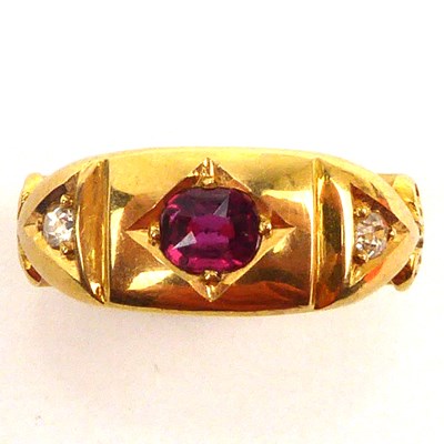 Lot 988 - A Victorian (1883) 22ct gold ruby and diamond...