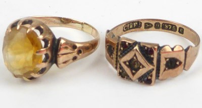 Lot 1007 - Two 9ct gold vintage rings comprising a rose...