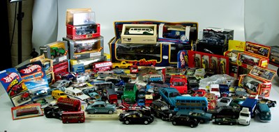 Lot 61 - Two boxes of diecast model vehicles,...