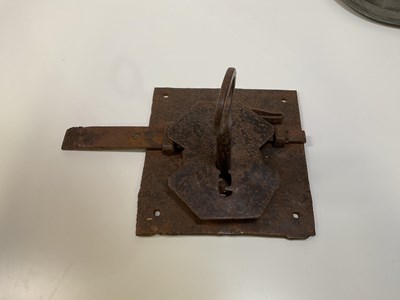 Lot 17 - Collection of corkscrews, an iron lock and key...