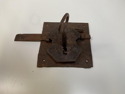 Lot 17 - Collection of corkscrews, an iron lock and key...