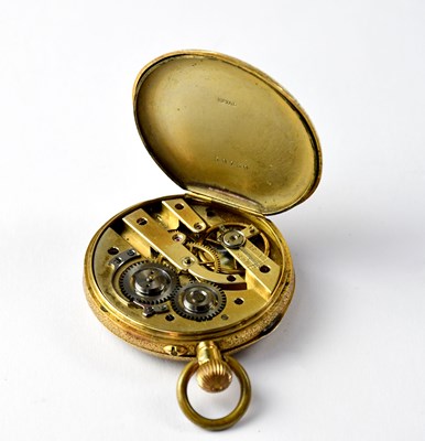 Lot 1099 - A 14K gold small open face pocket watch