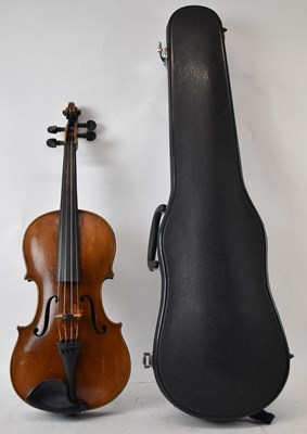 Lot 345 - A full size German violin with two piece back,...