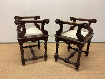 Lot 398 - A pair of late 19th century Continental walnut...