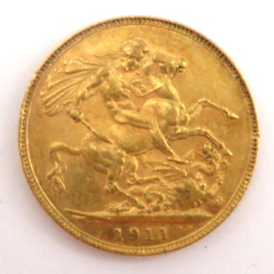 Lot 888 - A George V half sovereign 1911, George and...