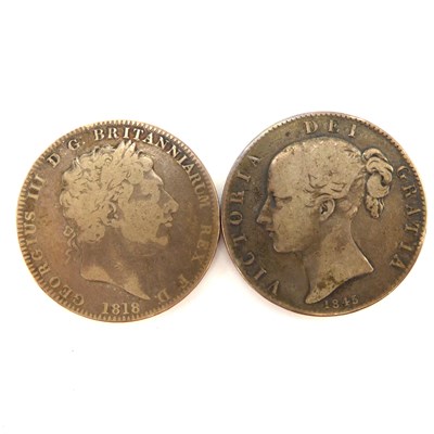 Lot 937 - A George III 1818 silver crown, with Roman...