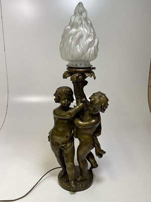 Lot 333 - An early 20th century French bronze table lamp...