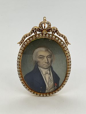 Lot 377 - An early 19th century oval portrait miniature...