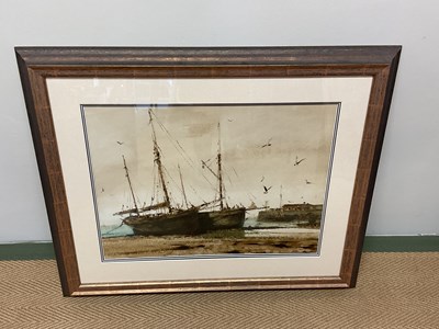 Lot 268 - ANTHONY AMOS (1950-2010); oil on board, moored...