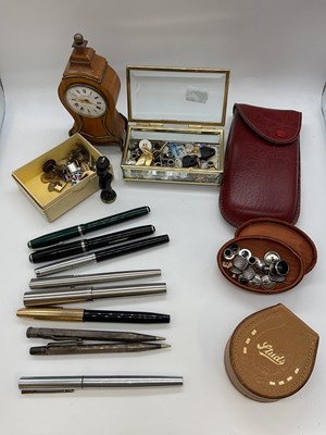 Lot 62 - Four fountain pens, a quantity of cuff links...