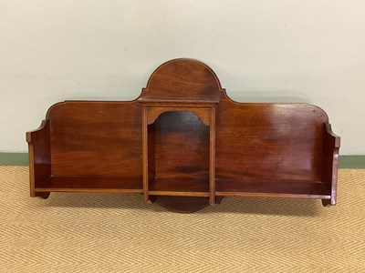 Lot 802 - A mahogany and line inlaid wall shelf with...