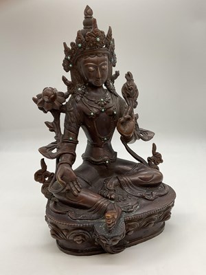 Lot 217 - A 19th century Sino-Tibetan bronze figure of...