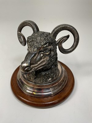 Lot 1000 - A Victorian silver plated ram's head inkwell,...