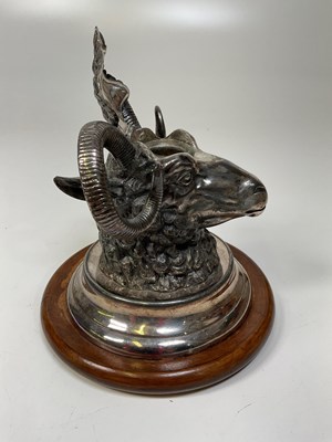 Lot 1000 - A Victorian silver plated ram's head inkwell,...