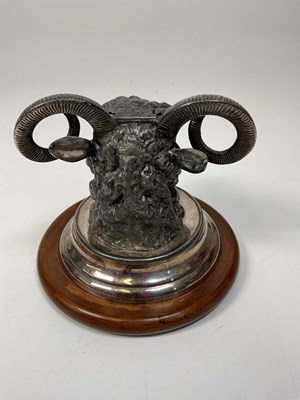 Lot 1000 - A Victorian silver plated ram's head inkwell,...