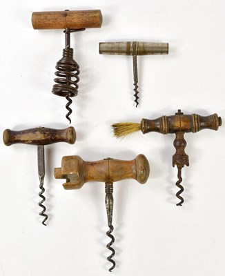 Lot 1051 - Five vintage corkscrews to include an example...