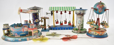 Lot 293 - A group of tinplate clockwork fairground rides...