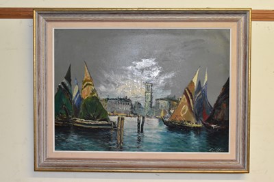 Lot 145 - UNATTRIBUTED; oil on canvas, shipping scene,...